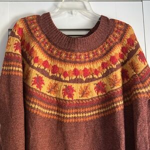 NEW Maurice’s Fall Autumn Leaves Sweater fair isle style